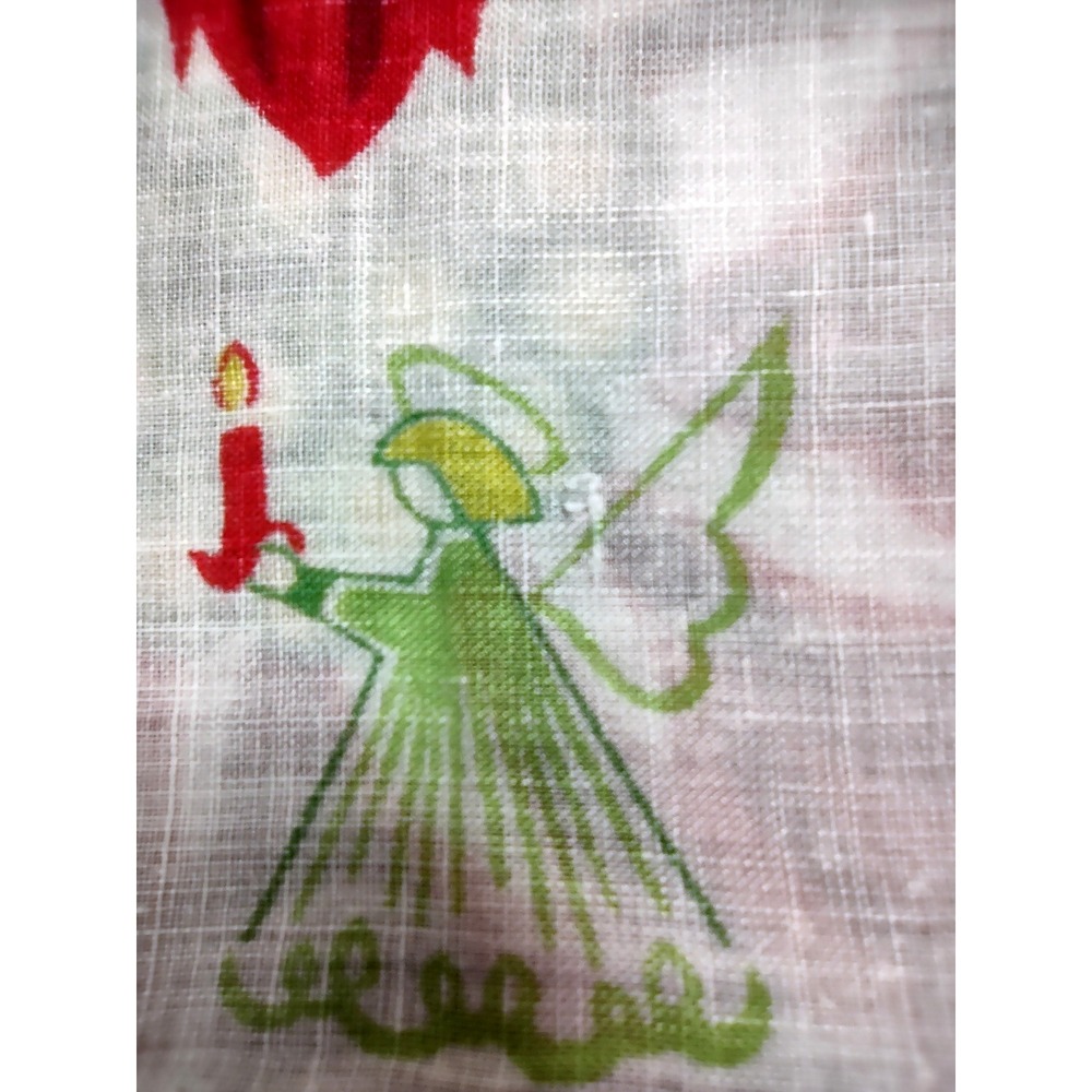 Vintage Christmas Handkerchief Giant Poinsettia Angel Hankie 15x15 - Picture 5 of 5